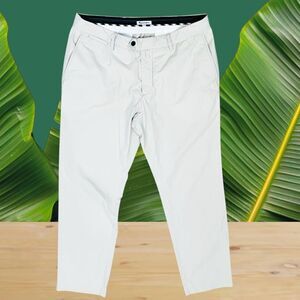 Aquascutum Pants Men 36x32 Ivory Flat Front Cotton/Nylon/Spandex